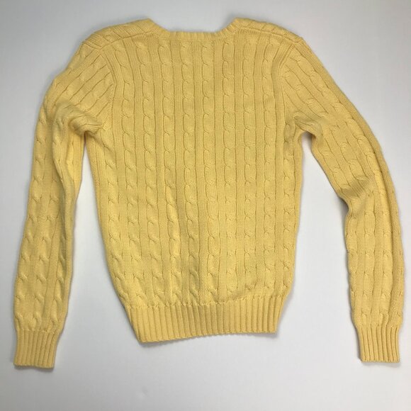RALPH LAUREN SPORT Yellow Cotton Medium V-Neck Cable Knit Sweater - Picture 5 of 5